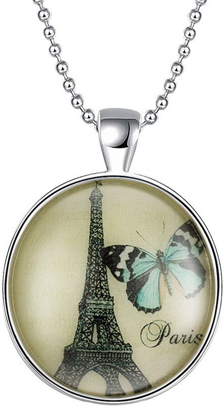 Glow Collection Peris & Butterfly Silver Rhodium Metal Pendant