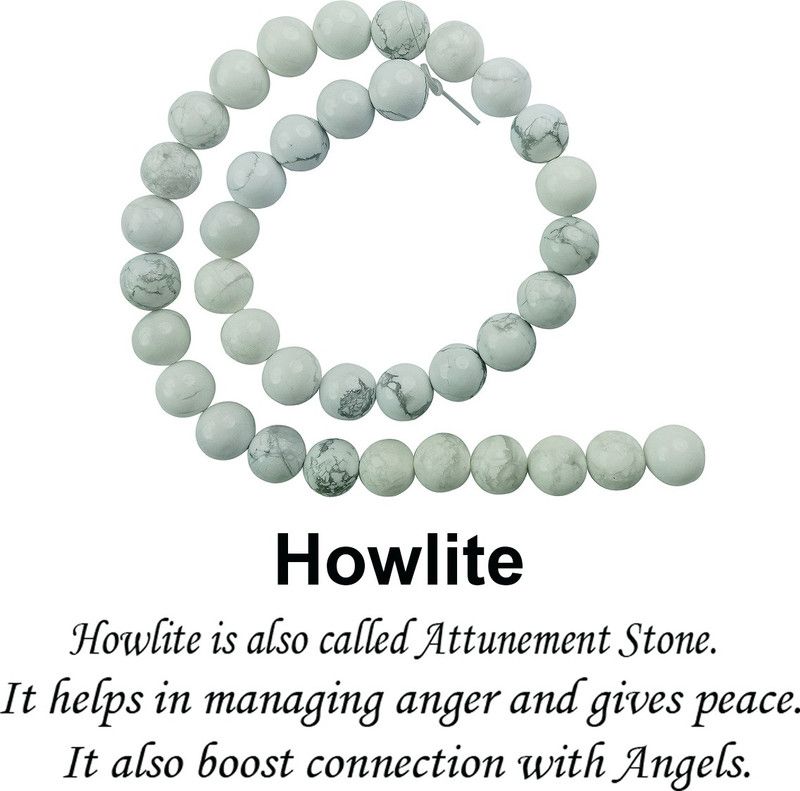 Natural Howlite Loose Beads Crystal Beads 10 mm Beads Round Stone Beads for Jewellery Making Bracelet Beads Mala Beads Crystal Beads for Jewellery Making Bracelet - Mala Crystal Crystal Necklace