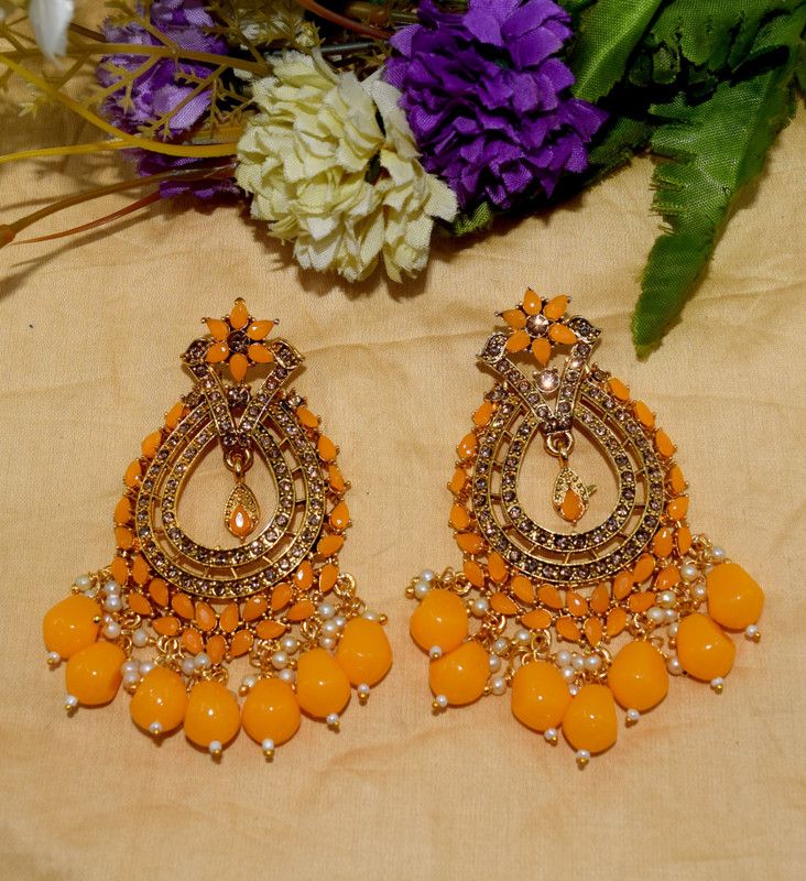CHANDELIER EARRING Zircon Alloy Chandbali Earring