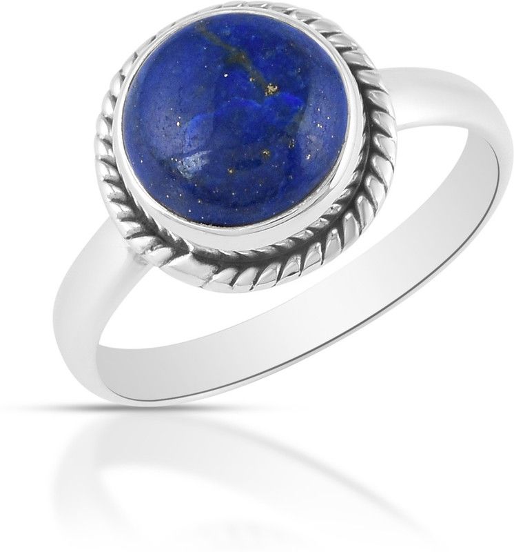 Natural Blue Lapis Lazuli Birth Stone 925 Sterling Silver Designer Ring Silver Lapis Lazuli Silver Plated Ring
