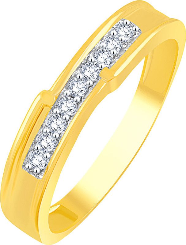 Band Cluster Solitaire Alloy, Brass Cubic Zirconia Gold Plated Ring