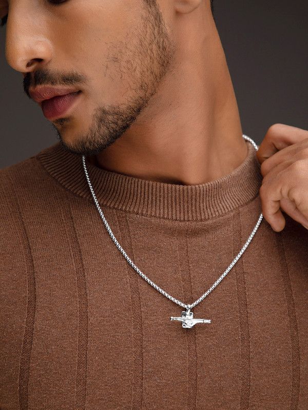 Roadster The Lifestyle Co Men Silver-Toned Silver-Plated Tribal Chain Silver Plated Silver Chain