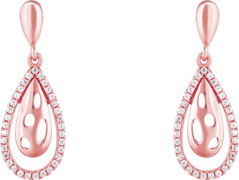 Sterling Silver Rose Gold Intricate Teardrop Earrings for Womens and Girls Zircon Sterling Silver Drops & Danglers