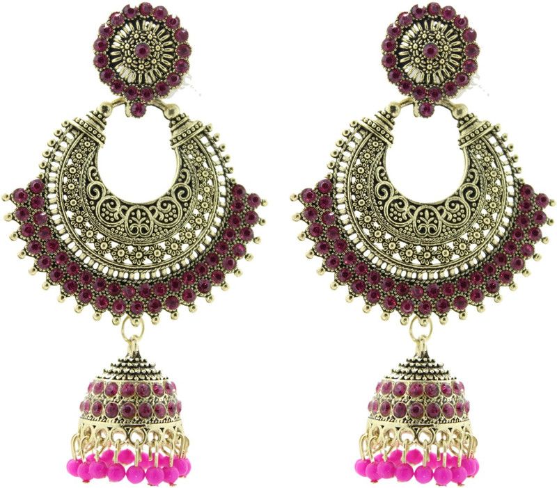 Jhumka Traditional Marriage Party Jhumkis for Ladies | Womens Small Drop Jhumki Earrings Set of 1 Pair for Wedding Beads Alloy Jhumki Earring Enamel, Alloy, Metal Jhumki Earring Alloy Jhumki Earring