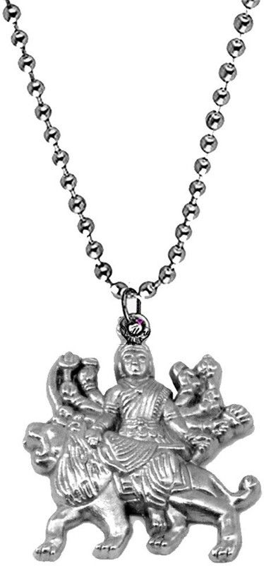 Hindu Goddess Durga Mata Silver Plated Pendant For Men And Women Silver Metal Pendant