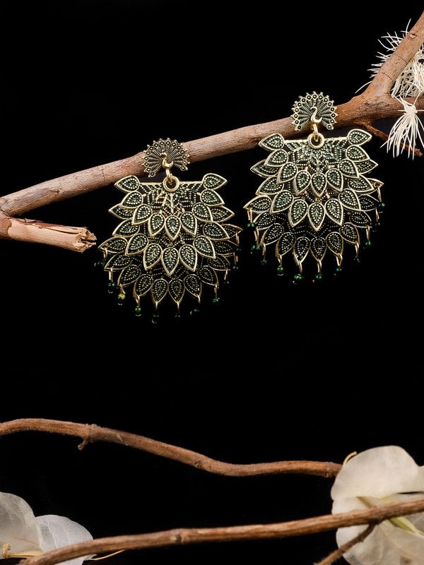 Gold Plated Green Minakari Earrings For Women and Girls Brass Earring Set