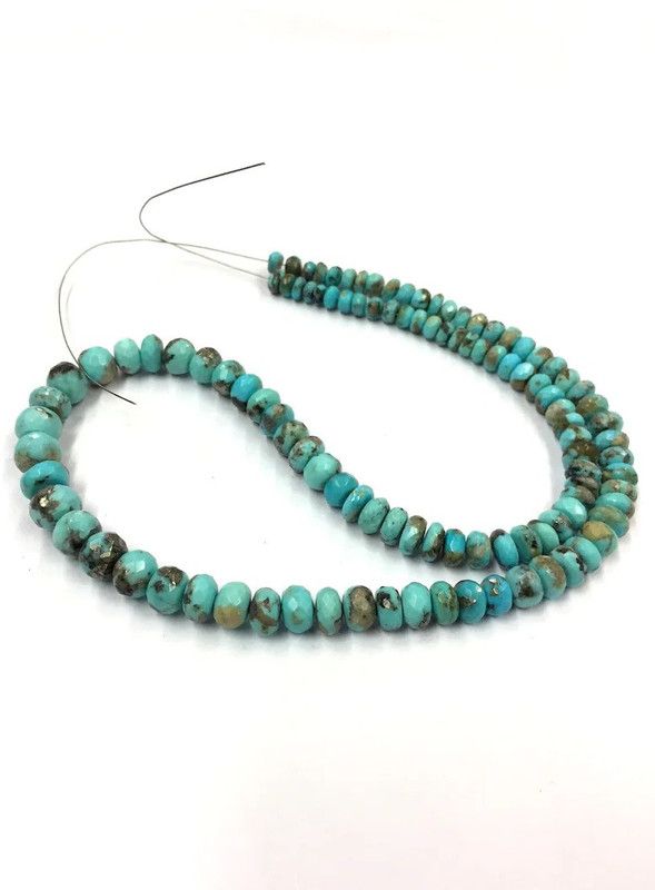 13 inch strand of gem arizona turquoise 3-6mm rondelle faceted beads Turquoise Stone Necklace