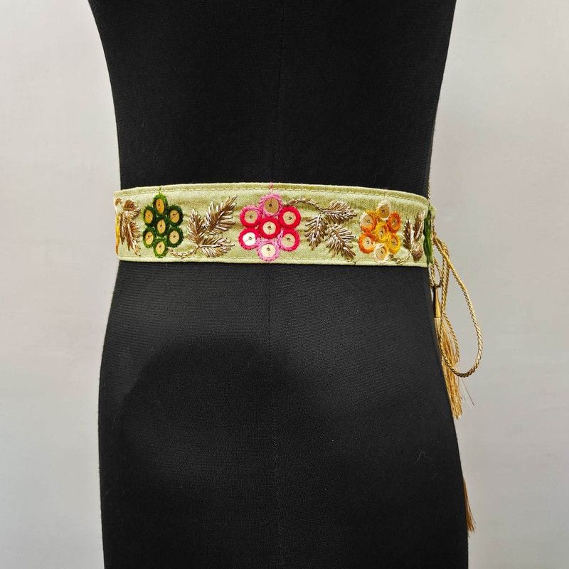 PISTA KASMIRI WORK BELT Gold Green Kamarband