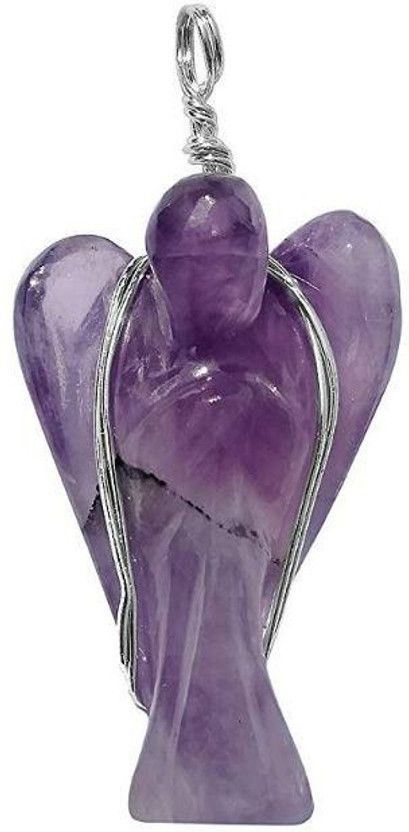 Amethyst Angel Pendant for Women and Men Crystal Natural Gemstone Purple Angel Wire-Wrapped Reiki Pendant Amethyst Stone Pendant