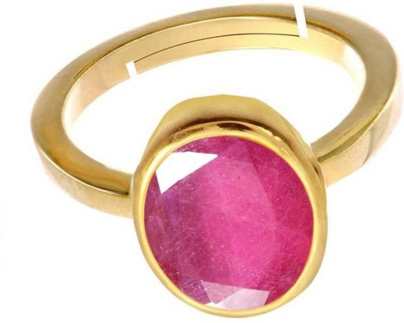 Panchdhatu Ruby Manik Stone Ring Ring For Men's / Women's Brass Gold Plated Ring