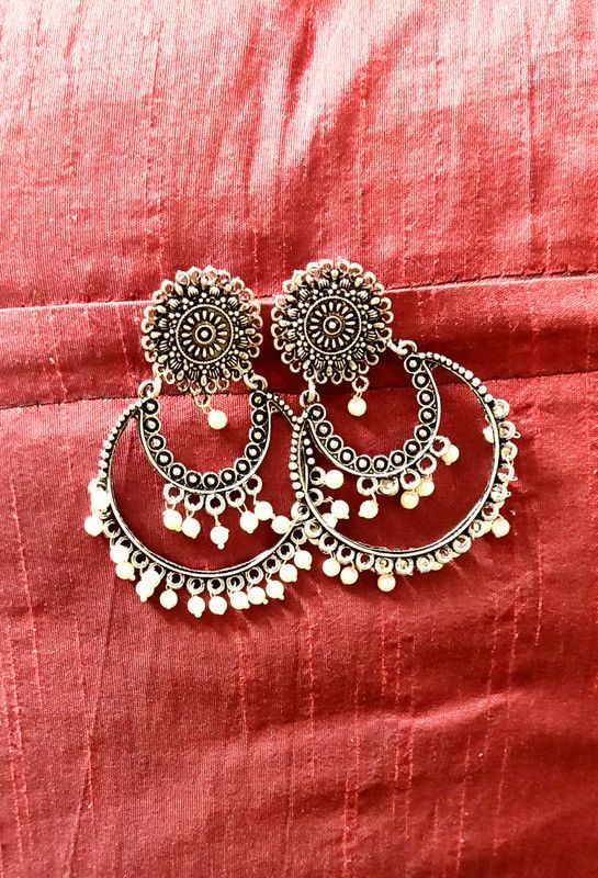 Beaded Oxidise Earrings Stainless Steel Jhumki Earring