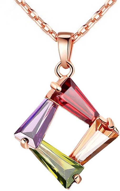 Tapered Baguette Cut Gold-plated Cubic Zirconia Alloy Pendant