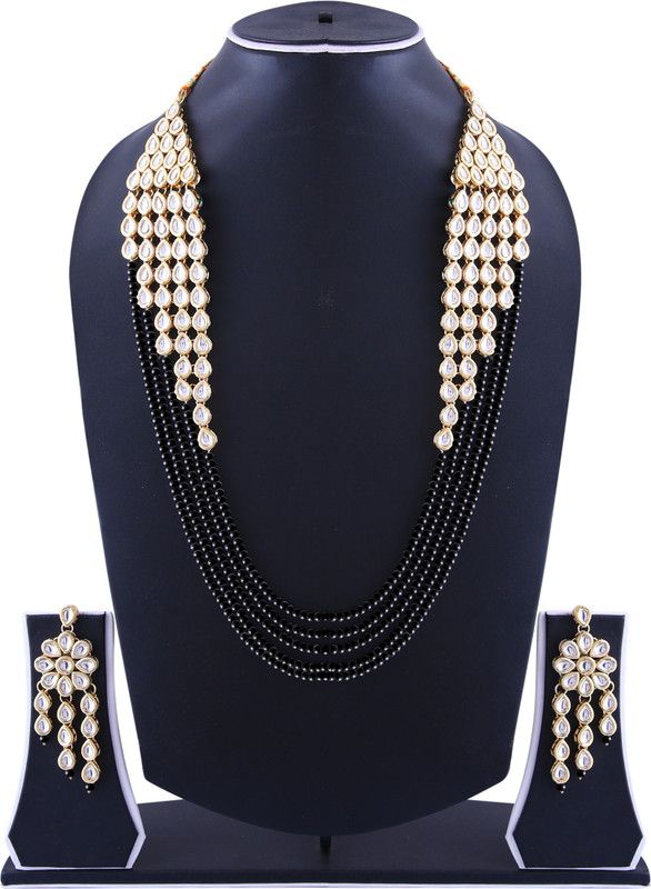 Alloy Gold, Black Jewel Set  (Pack of 1)