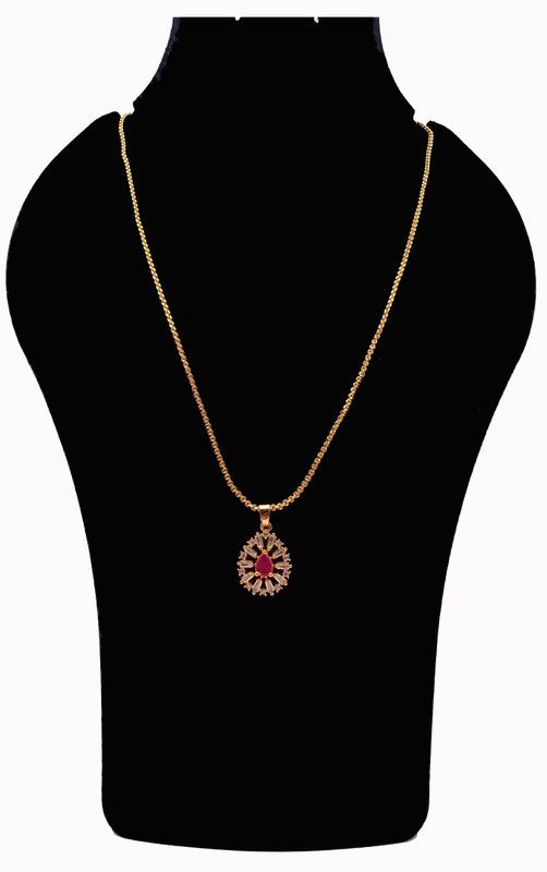 Stylish & Trendy AD Stone Dollar Chain For Women & Girls, Size - 18" Inch, 1Gram Gold-plated Plated Brass, Copper Chain