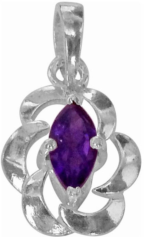 Marquise Shape Purple Amethsyt & Sterling Silver Pendant with Silver Finished Chain for Girls (SDS148) Sterling Silver Amethyst Silver Pendant