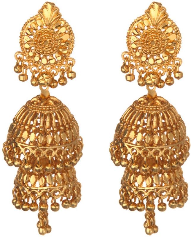Traditional Gold Jhumki Alloy Jhumki Earring