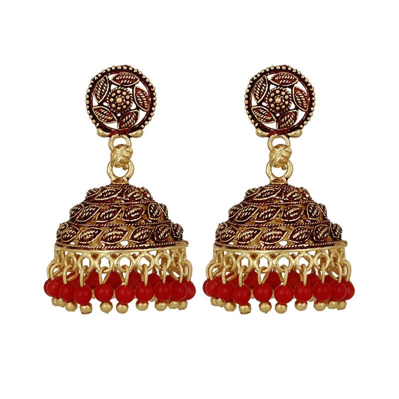 9079 Beads Brass Jhumki Earring