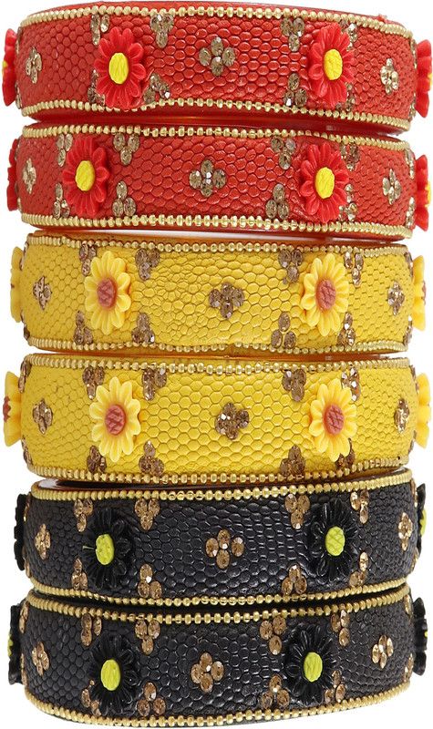 Glass Zircon Bangle Set  (Pack of 6)