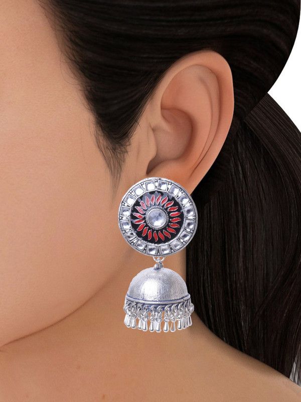 Oxidised Silver Embellished Jhumki For Girls & Womens Alloy Jhumki Earring