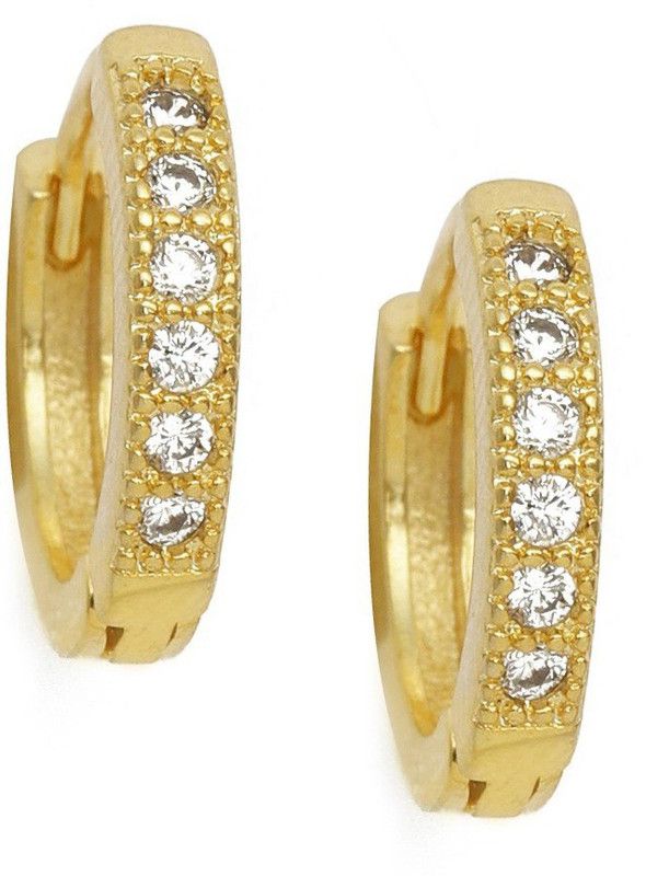 Contemporary Cubic Zirconia Brass Hoop Earring