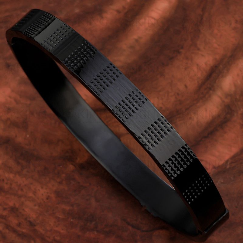 Stainless Steel Black Silver Kada