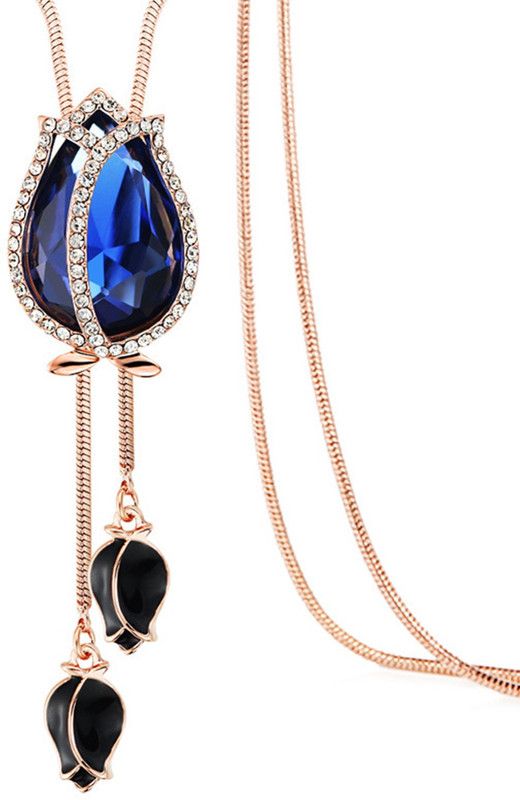 Appealing Floral Gold Plated Charm Cubic Zirconia Gold-plated Plated Alloy Necklace