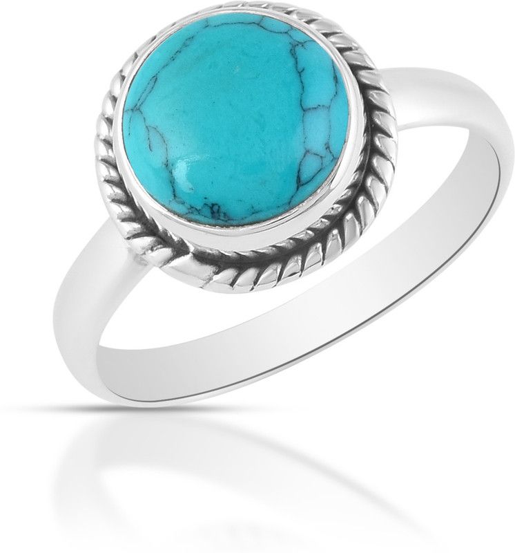 Turquoise Stone 925 Sterling Silver Boho Handmade Designer Ring For Girls Silver Turquoise Silver Plated Ring