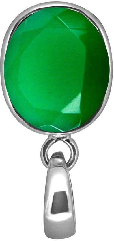 11.25 Ratti 10.00 Carat Natural Emerald Panna Silver Plated Pendant Locket Rhodium Emerald Brass Pendant