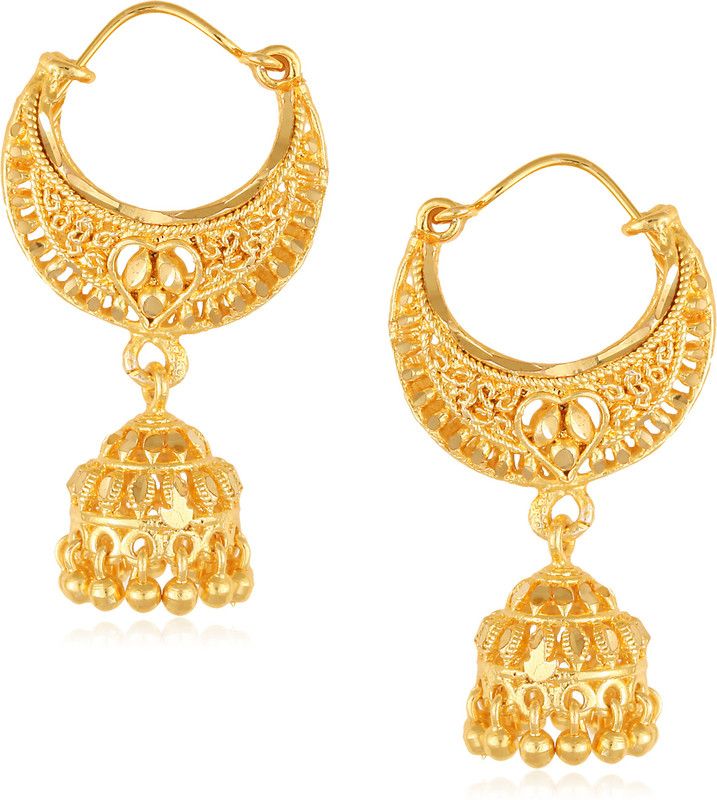 Ethic Traditional Gold Plated Jhumki Earring for Women and Girls Cubic Zirconia Brass, Alloy Jhumki Earring