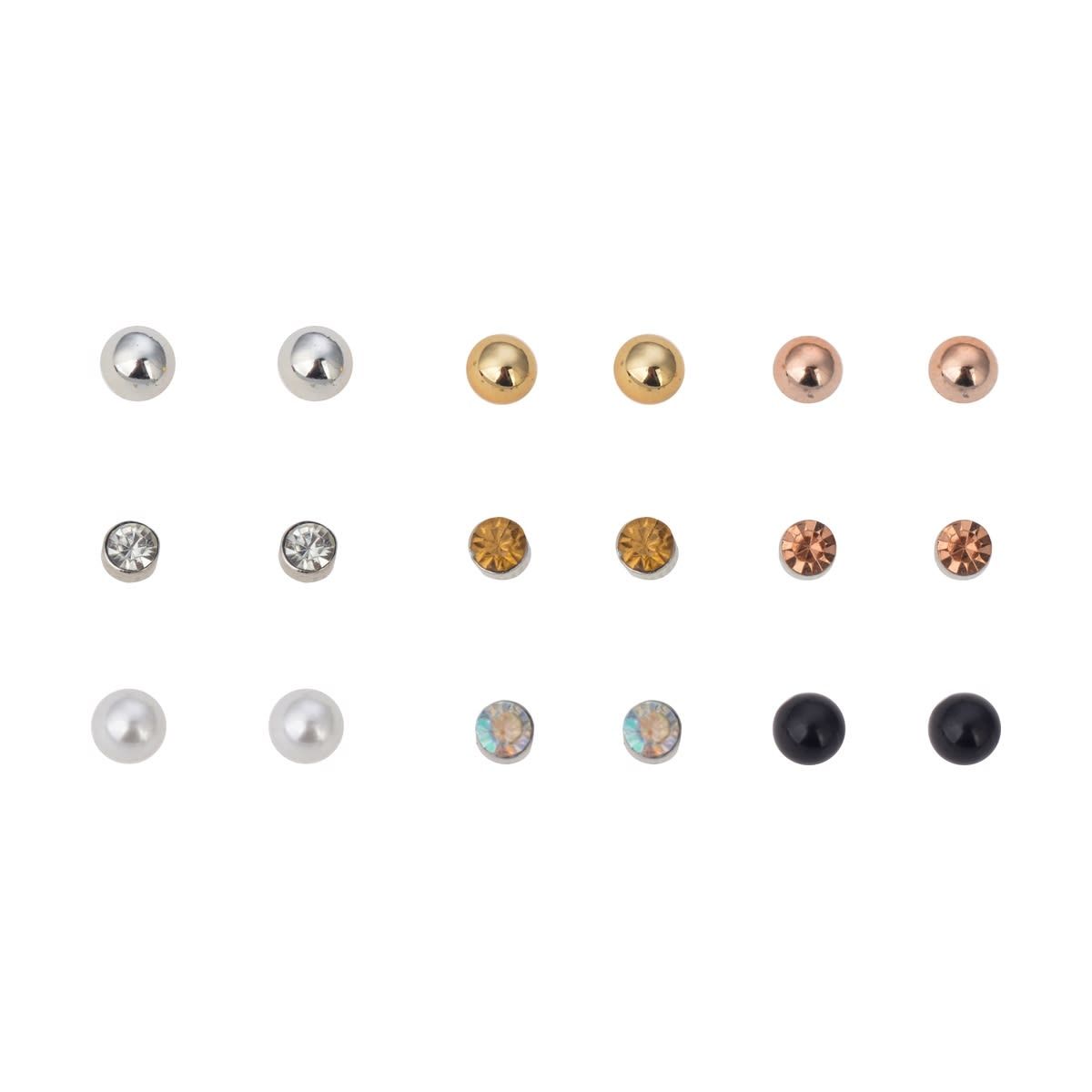 9 Pack Mini Stud Earrings