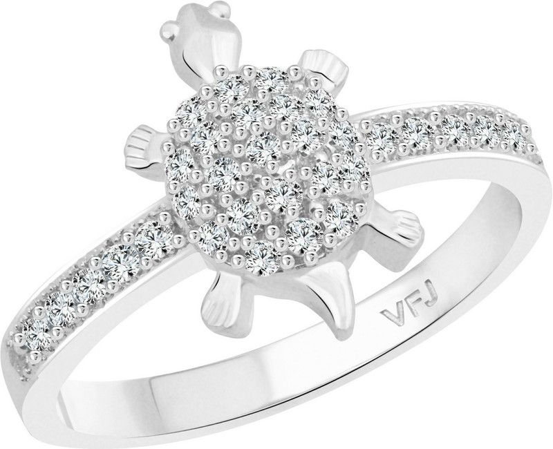 Cute Mini Micro Tortoise Alloy Cubic Zirconia Rhodium Plated Ring