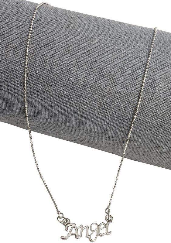 Valentine's Day Special Metal Stainless Steel Angel Name Letter Pendant Locket Silver Stainless Steel Pendant Set