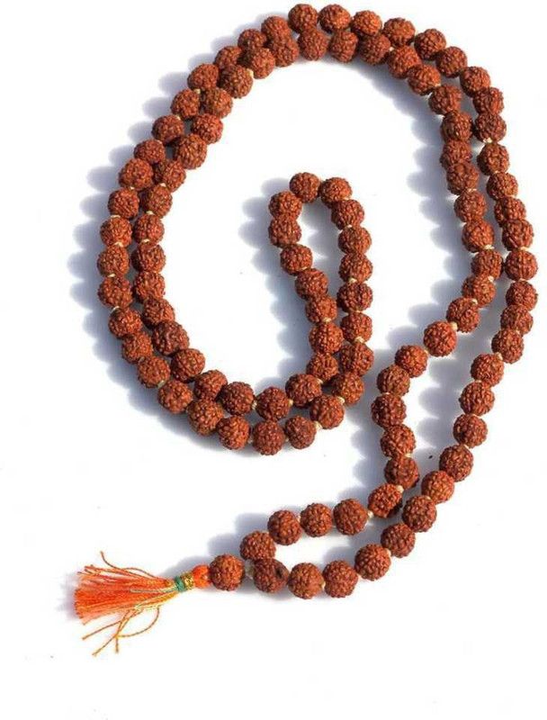 Original 5 Mukhi Rudraksha Certified Natural 9mm Beads Japa Mala 108 Beads Wood Chain Wood Chain