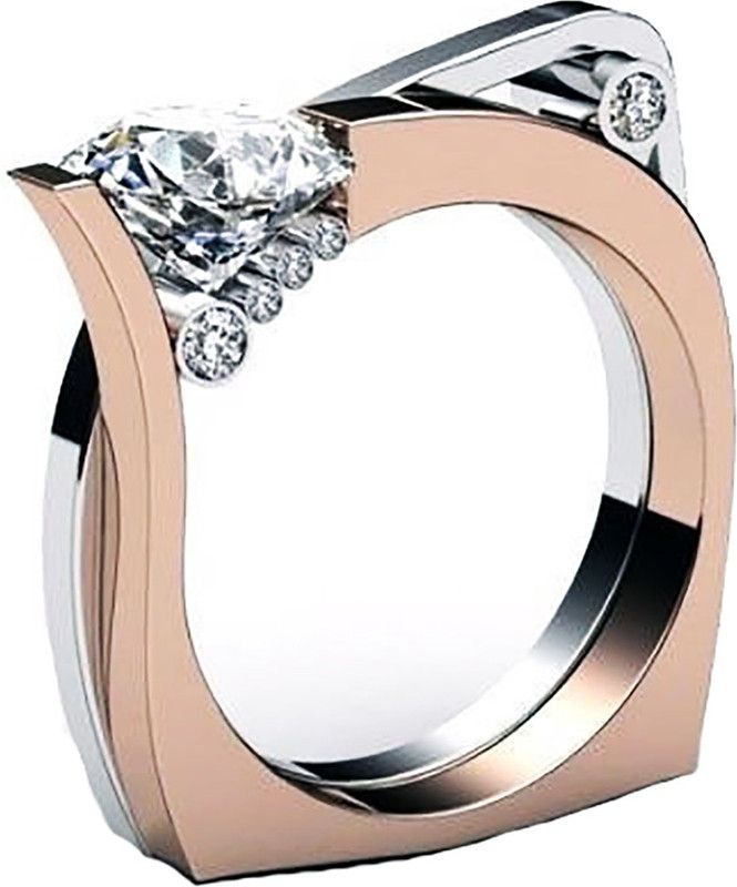 Dual Square Rings For Couples Metal Swarovski Crystal Ring