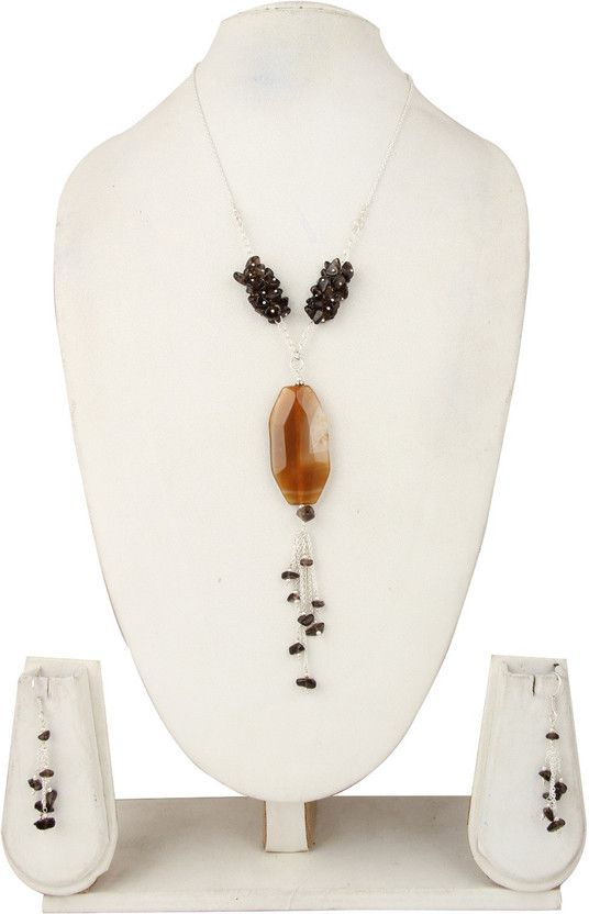 Alloy Silver Silver, Brown, Black Jewel Set  (Pack of 1)