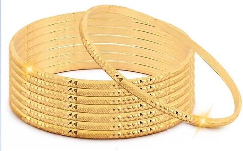 Alloy Topaz Gold-plated Bangle Set  (Pack of 8)