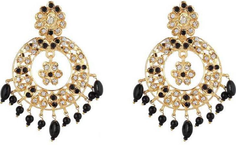 chandbali black Crystal Crystal Chandbali Earring Crystal Crystal Chandbali Earring