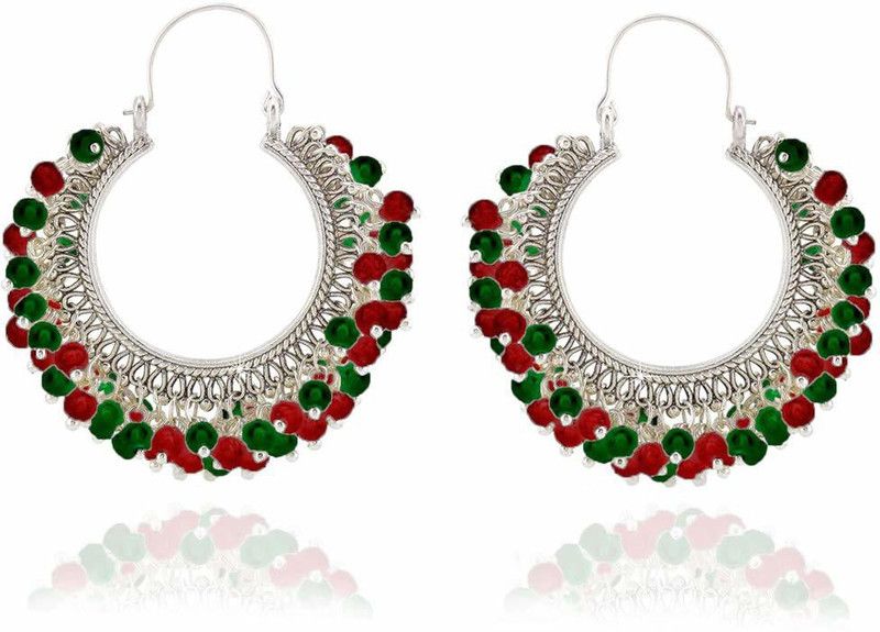 Latest Fashion Trendy Look Beautiful Design Silver Plated Pearls Hoop Pearl Metal Hoop Earring
