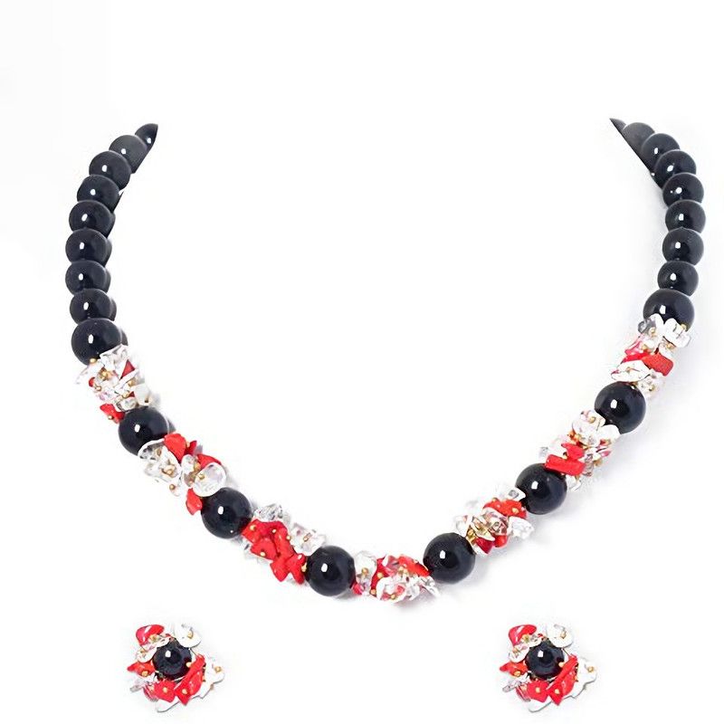 Stone Black, Red Jewel Set  (Pack of 1)