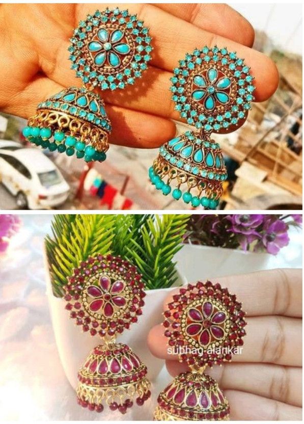 Trendy Beautiful Stone Studded Artificial Alloy Jhumki Earring