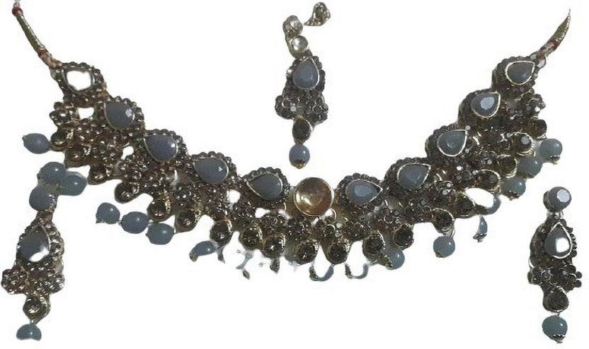 Metal Gold-plated Grey Jewel Set  (Pack of 1)