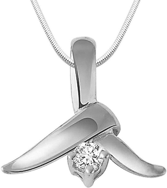 Center of Attraction - Real Diamond & Sterling Silver Pendant with 18 IN Chain (SDP4) Sterling Silver Diamond Sterling Silver Pendant