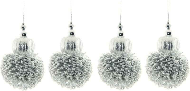 Fashionhaat Trendy and Trendy Silver Moti Gotta Boll Handmade Latkan crafted with fabric best Suitable For Suit Sari Gown Duptta Blouse Lehenga ( Set of 2 Pairs) ( Silver) Brooch  (Silver)