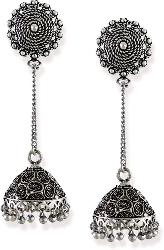 Antique Silver-Tone Hanging jhumki Metal Jhumki Earring