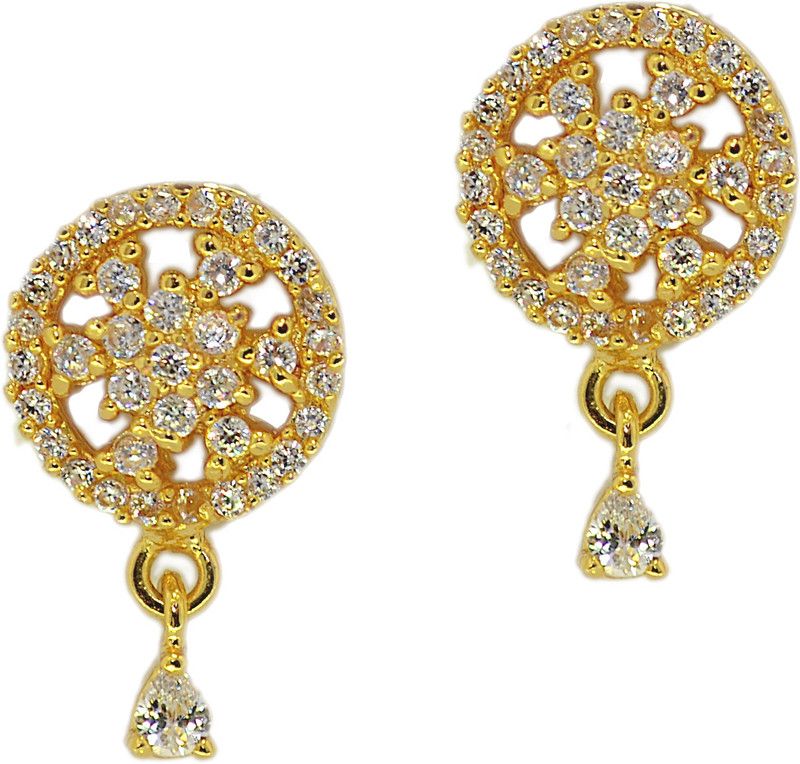 Gold Plated Cubic Zirconia Brass Stud Earring