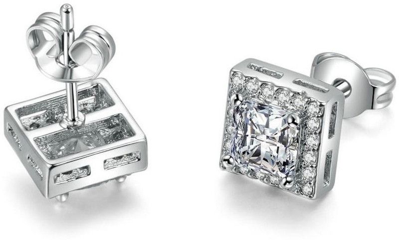 Charming Glittery Square Shape Stud Earrings for Women, Girls and Baby Girls Alloy, Copper Stud Earring