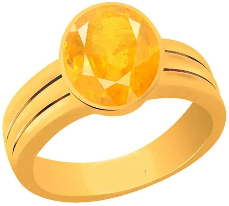 Certified Natural 3.25 Ratti Yellow SapphireStone ( Pukhraj ) Panchdhatu Alloy Sapphire Ring