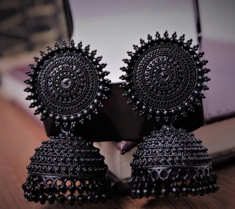 Brass (Black) ethnic jhumki for girls and women Alloy Jhumki Earring