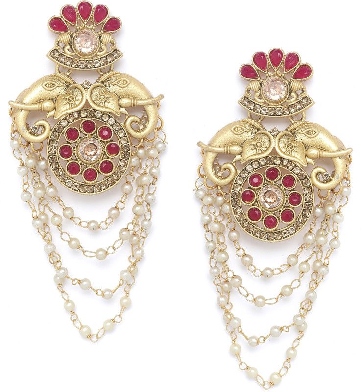 Gold -Plated Handcrafted Floral Brass Drops & Danglers
