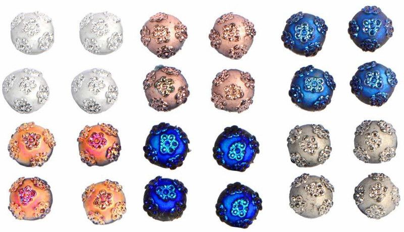 Pair of 6 Stud Earrings for Women (Multi-color) Beads Metal Stud Earring